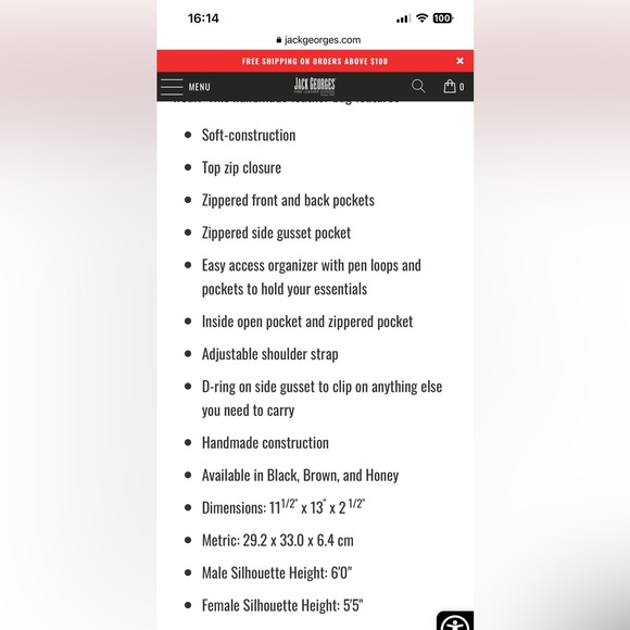 Jack Georges real leather messenger bag unisex. New. Very comfortable. - Picture 9 of 12